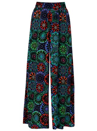Pantaloni largi albastru-negru cu model Desigual Janelle