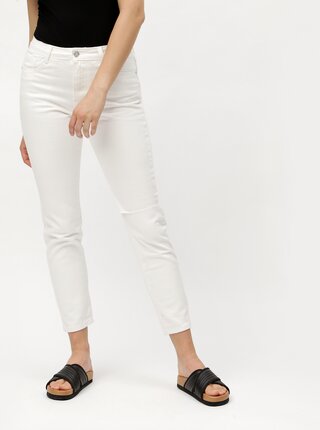 Bílé zkrácené mom džíny s vysokým pasem MISSGUIDED