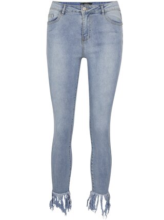 Světle modré zkrácené skinny džíny MISSGUIDED