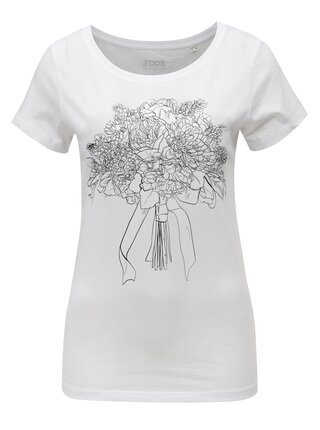 Tricou de dama alb cu print ZOOT Buchet