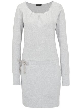 Rochie sport gri deschis cu snur in talie si buzunare - ZOOT