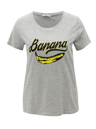 Tricou gri cu print de banane ONLY Happy love