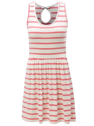 Rochie alb-roz in dungi cu decupaj la spate ONLY Rina