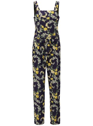 Tmavě modrý květovaný overal s páskem Dorothy Perkins Tall