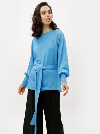 Bluza sport albastra lunga cu cordon Jacqueline de Yong