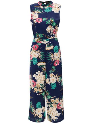 Salopeta albastru inchis cu model floral si decupaj la spate MISSGUIDED