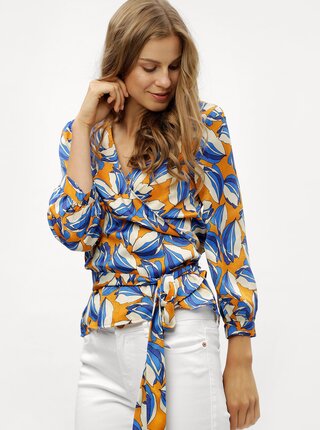 Modro-oranžová vzorovaná zavinovací halenka VERO MODA Bloom