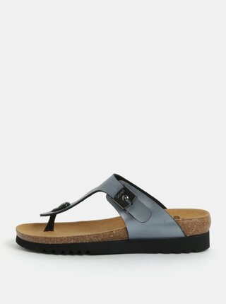 Papuci de dama flip-flop ortopedici albastru-gri cu aspect metalic Scholl Boa Vista Up