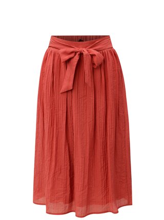Tehlová midisukňa VERO MODA Nanny