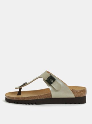 Papuci de dama flip-flop ortopedici bej cu aspect metalic Scholl Boa Vista Up