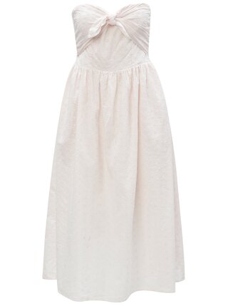 Světle růžové midišaty s odhalenými rameny a madeirou Dorothy Perkins