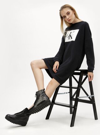 Černé mikinové šaty Calvin Klein Jeans Dena