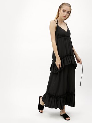 Rochie maxi neagra cu bretele incrucisate - SH Astorga
