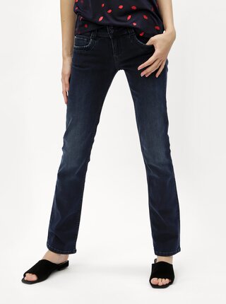 Blugi de dama albastru inchis straight din denim Pepe Jeans Gen