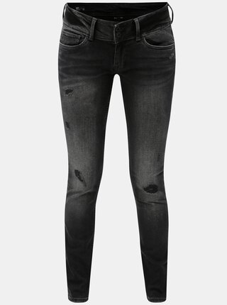 Čierne dámske slim rifle s potrhaným efektom Pepe Jeans Vera