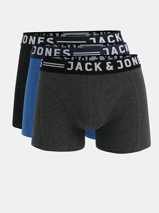 Set de 3 boxeri in negru, gri si albastru Jack & Jones