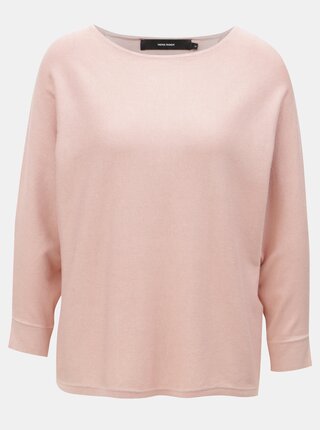 Starorůžový volný lehký svetr s 3/4 rukávem VERO MODA