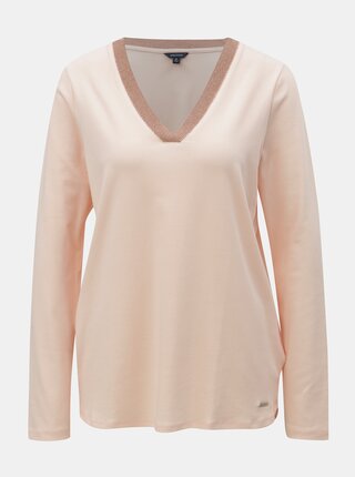 Tricou roz deschis cu decolteu in V Nautica