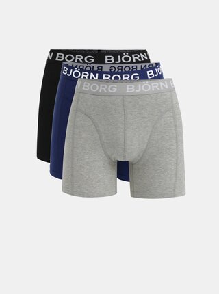 Sada tří boxerek v šedé, modré a černé barvě Björn Borg