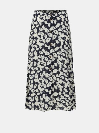 Bielo–modrá midisukňa s motívom ginkgo biloby VERO MODA Venice