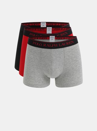 Sada tří boxerek v červené, šedé a černé barvě POLO Ralph Lauren