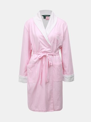 Bílo-růžový pruhovaný župan Lauren Ralph Lauren