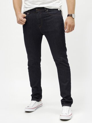 Blugi slim fit albastru inchis din denim Selected Homme