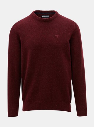 Pulover bordo melanj din lana Barbour Tisbury Crew