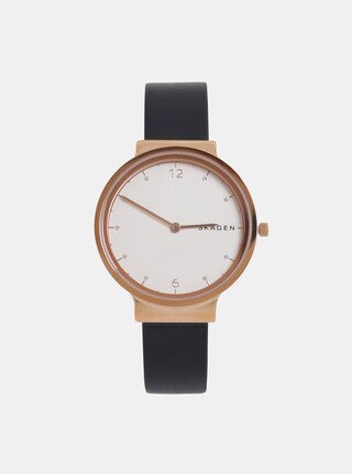 Ceas de dama cu curea neagra din piele Skagen