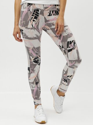 Krémovo-šedé dámské vzorované tight fit legíny Nike