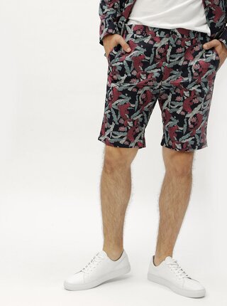 Vínovo-modré vzorované kraťasy Jack & Jones Hans