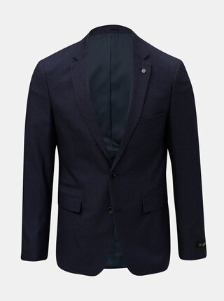 Tmavě modré kostkované oblekové slim fit sako Burton Menswear London Puppytooth