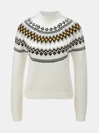 Biely vzorovaný sveter so stojačikom Miss Selfridge
