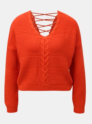 Pulover rosu scurt lejer cu snur Miss Selfridge