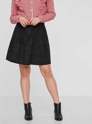 Fusta neagra cu aspect de piele intoarsa Noisy May Lauren