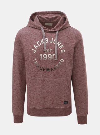 Vínová žíhaná mikina s nápisem Jack & Jones Friday