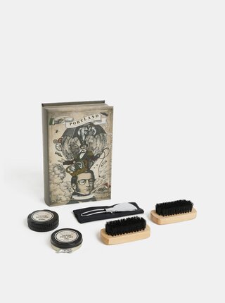 Sada krému, leštidla, lžíce, hadříku a dvou kartáčů na boty v dárkovém balení Something Special