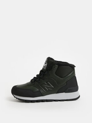 Pantofi sport inalti barbatesti negru-verde din piele de iarna cu blana artificiala interioara New Balance 755