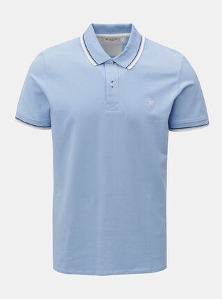 Tricou polo albastru deschis Selected Homme Season