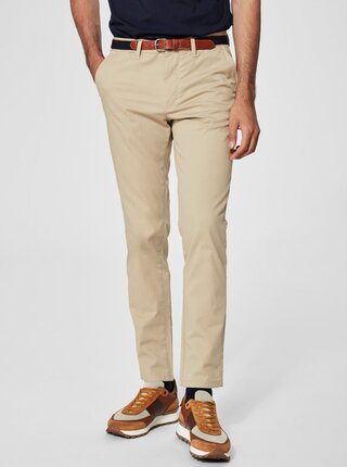 Béžové slim fit chino kalhoty Selected Homme Yard