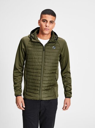 Khaki prošívaná bunda s kapucí Jack & Jones
