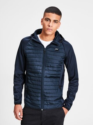Jacheta matlasata albastru inchis cu gluga Jack & Jones