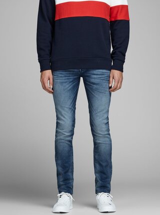 Blugi slim fit albastri cu aspect prespalat - Jack & Jones Glenn