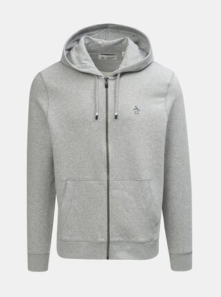 Svetlosivá melírovaná mikina na zips Original Penguin