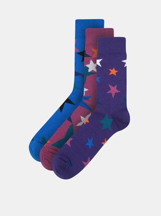 Súprava troch pánskych ponožiek s motívmi hviezd Oddsocks Evan