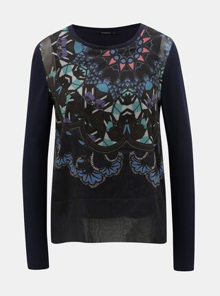 Bluza albastru inchis cu model si dublura Desigual Gala