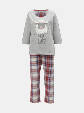 Červeno-šedé pyžamo s motivem ovce Dorothy Perkins