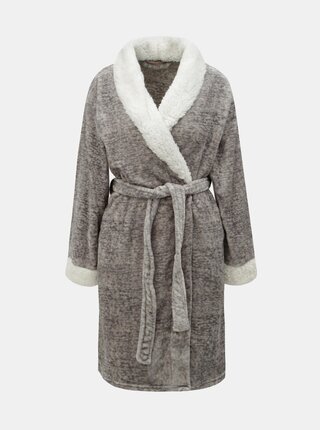 Halat de baie gri melanj cu guler Dorothy Perkins