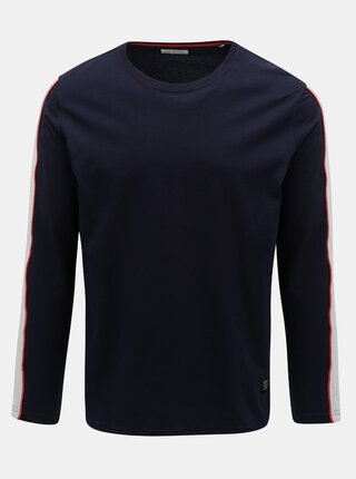 Tricou albastru inchis cu dunga pe maneci Shine Original Track
