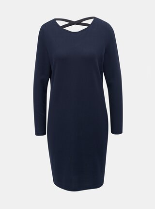 Rochie albastru inchis tricotata cu barete la spate Jacqueline de Yong Emily